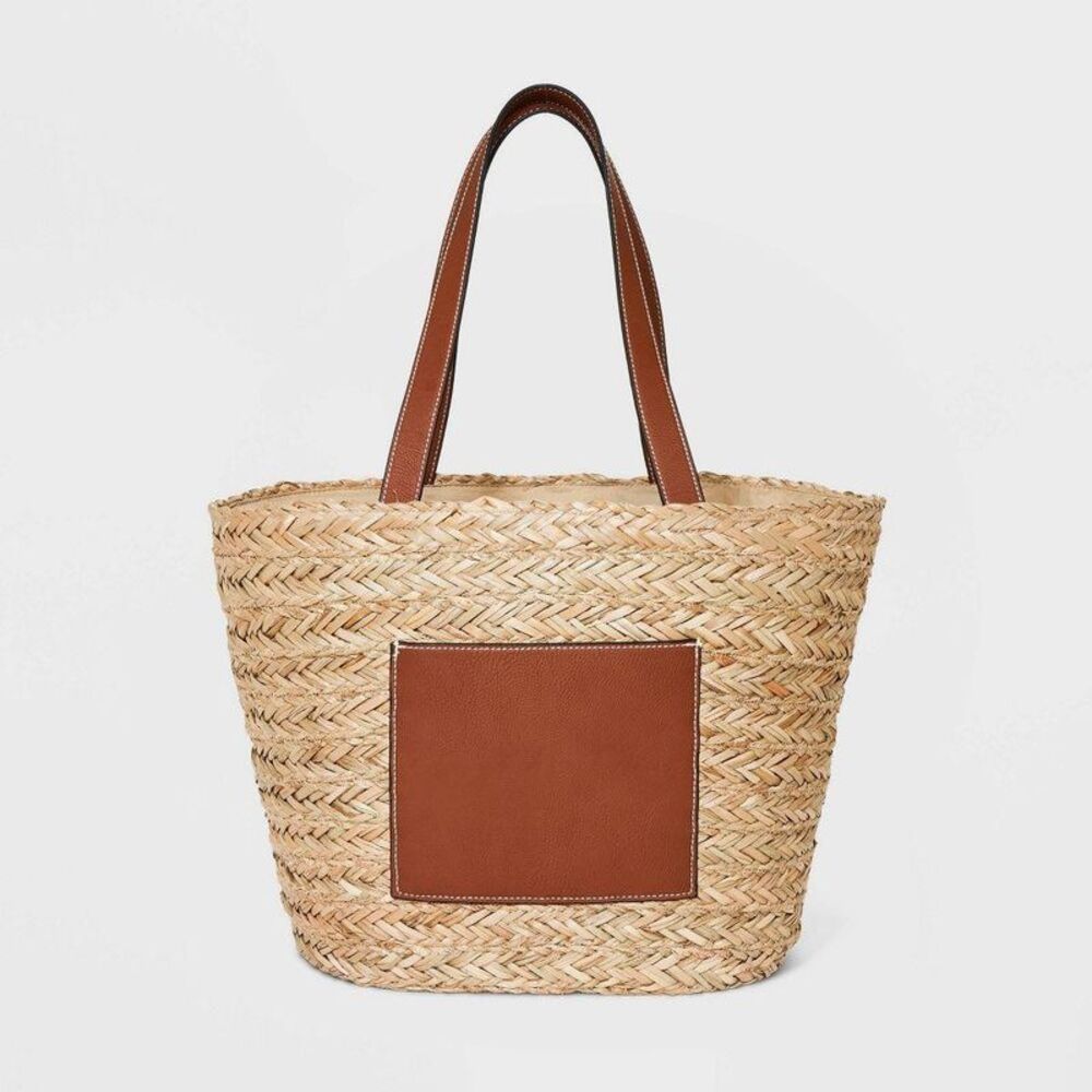 Straw Basket Tote Handbag - Universal Thread Natural
